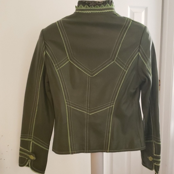 NWOT Pamela McCoy Military Inspired Leather Jacket - Picture 2 of 8